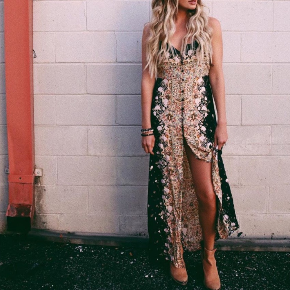 Free People Morning Song Printed Slip Dress